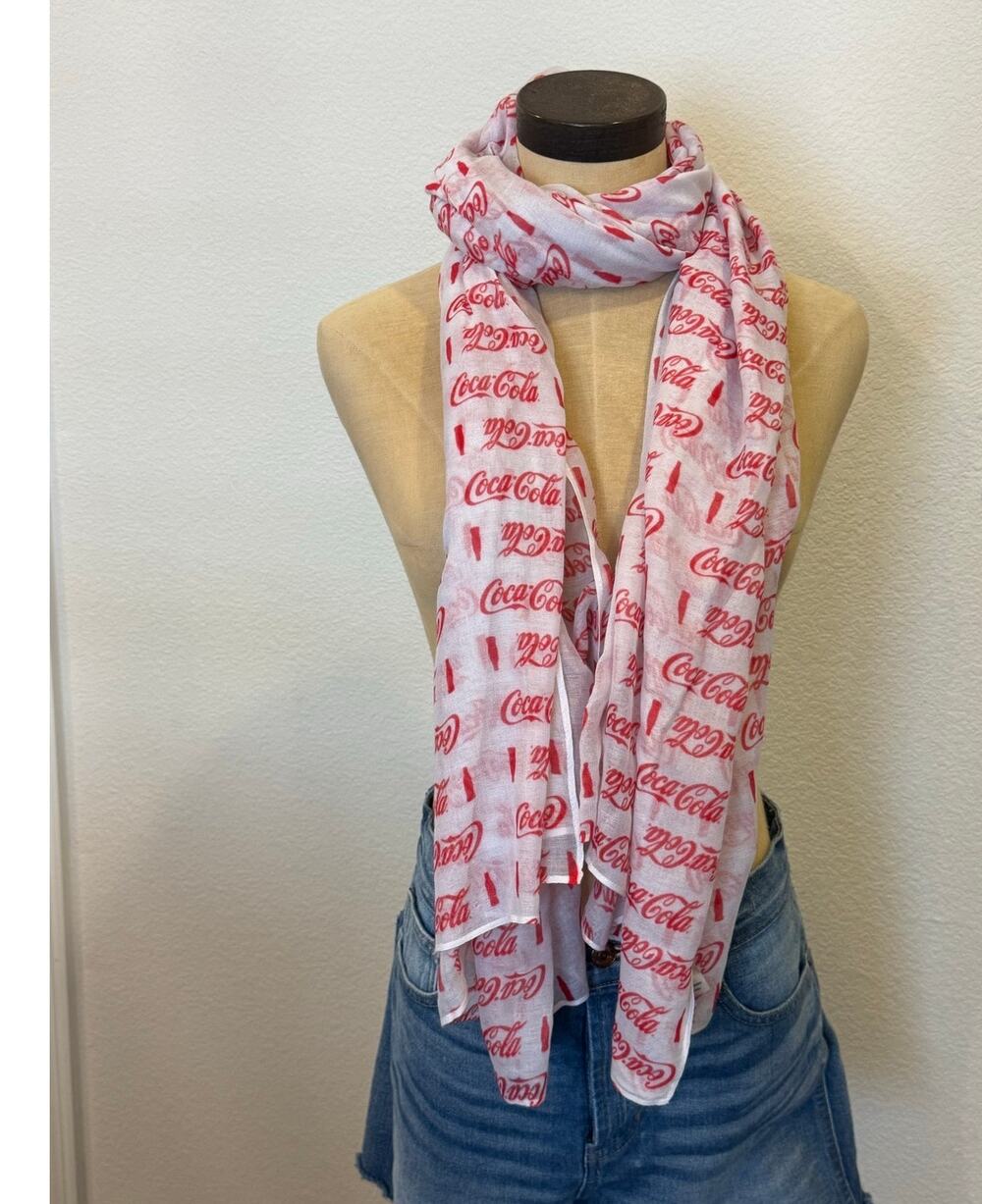 Coca Cola Logo Print Light Scarf Shawl 48 x 70 inches